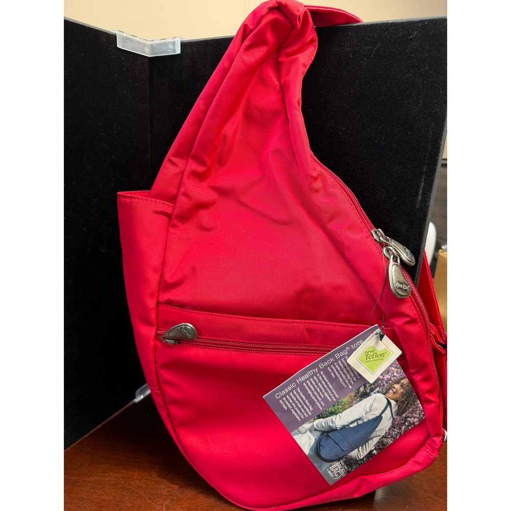 AmeriBag Healthy Back Bag Tote Red Microfiber Small Sling Backpack 7103-RD NWT